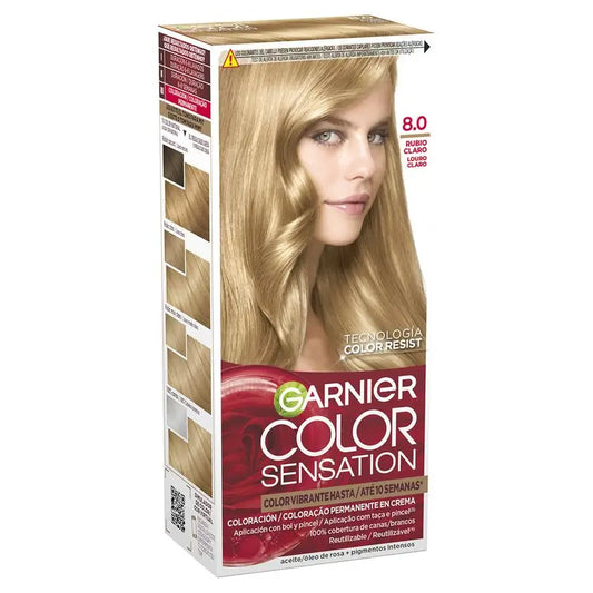 Garnier Color Sensation Crema Colore Permanente per Capelli 8.0 Biondo Luminoso