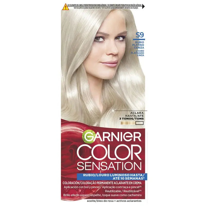 Garnier Color Sensation Crema Colore Permanente per Capelli 9.0 Biondo Cenere Platino