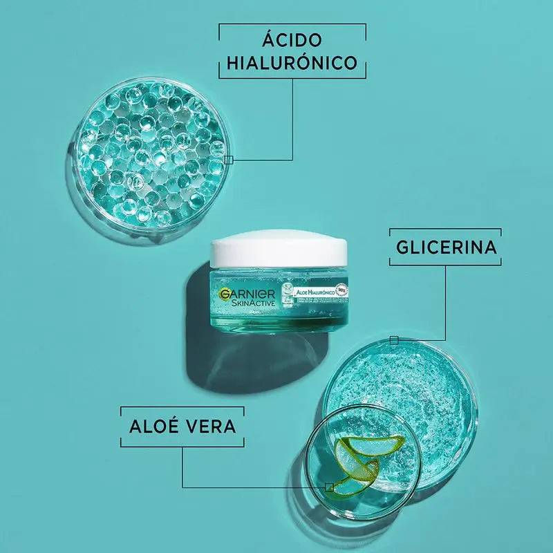 Garnier Aloe Hyaluronic Crema giorno con Aloe Vera + Acido Ialuronico. Idrata intensamente 48H - Nutre - Reintegra.