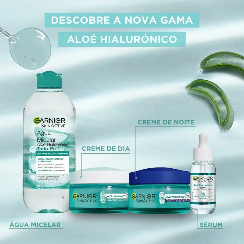 Garnier Aloe Hyaluronic Crema giorno con Aloe Vera + Acido Ialuronico. Idrata intensamente 48H - Nutre - Reintegra.