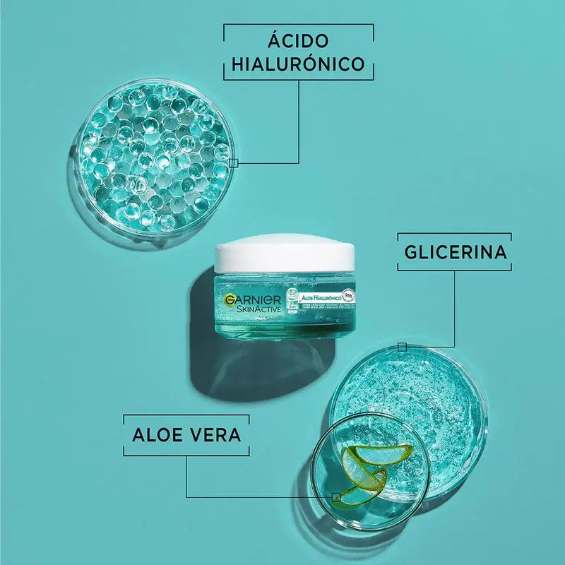 Garnier Aloe Hyaluronic Crema giorno con Aloe Vera + Acido Ialuronico. Idrata intensamente 48H - Nutre - Reintegra.