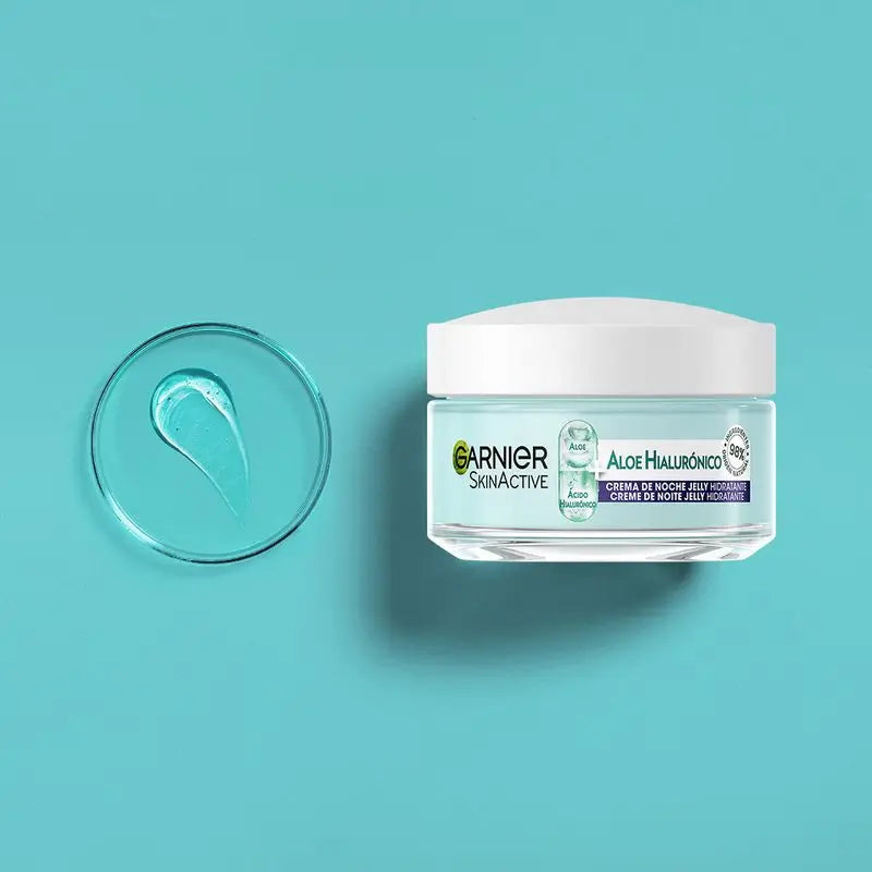 Garnier Aloe Crema Notte Ialuronica con Acido Ialuronico + Aloe + Argan. Idrata per 48 ore, nutre e rimpolpa.