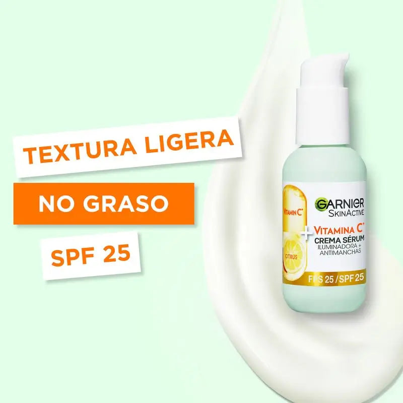 Garnier Crema Siero con Spf 25. Alta concentrazione di siero di vitamina C e protezione solare, 50ml