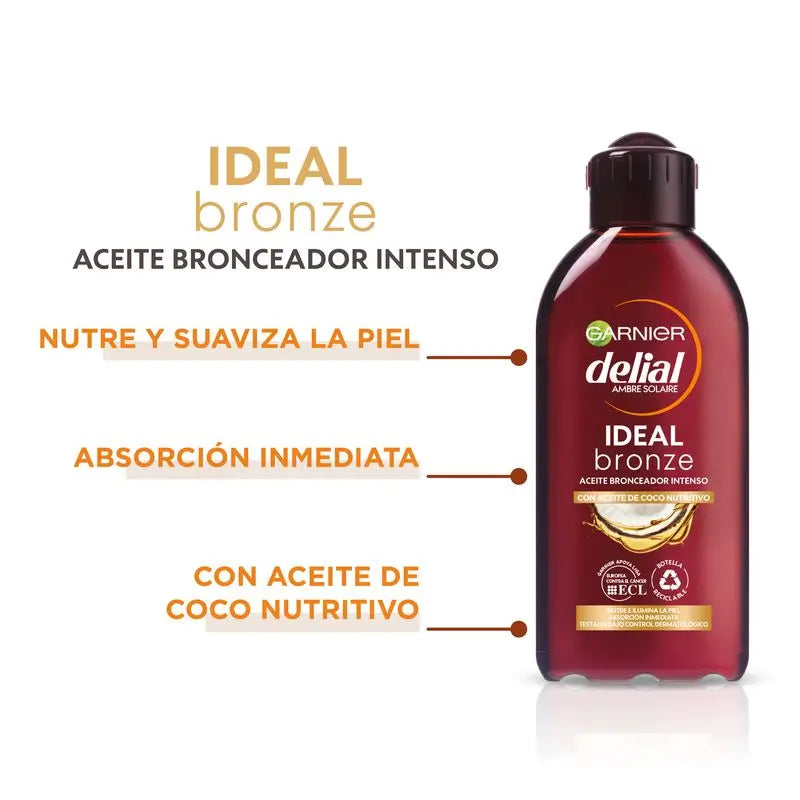 Garnier Delial Olio Abbronzante Intenso con Olio di Cocco Nutriente - 200 Ml