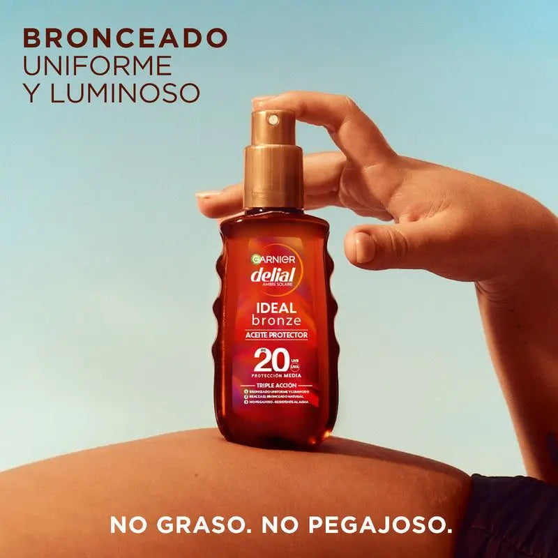 Garnier Delial Olio Abbronzante Protettivo Spf 20. Abbronzatura ottimale, effetto satinato, resistente all'acqua, non appiccicoso 150ml