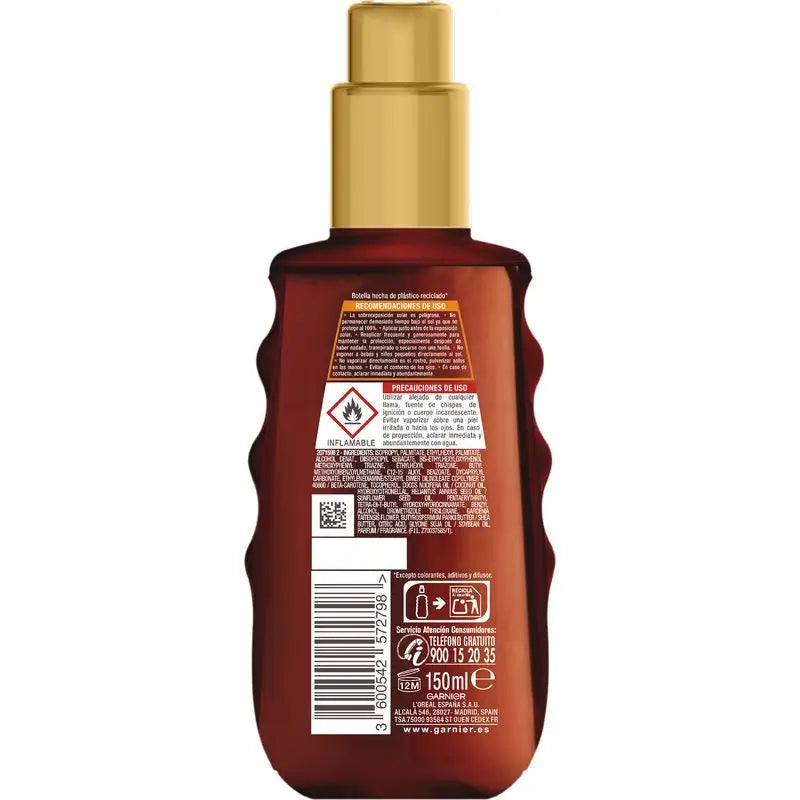 Garnier Delial Ideal Bronze Olio Protettivo Fps 50 Per un'abbronzatura uniforme e luminosa - 150Ml