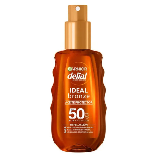 Garnier Delial Ideal Bronze Olio Protettivo Fps 50 Per un'abbronzatura uniforme e luminosa - 150Ml