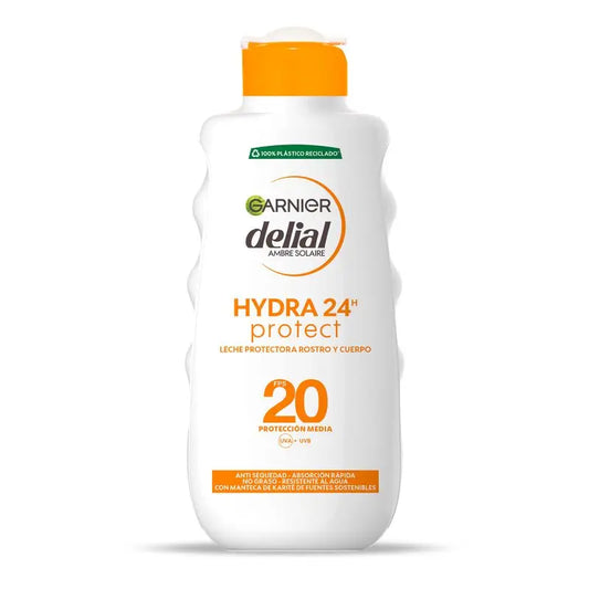 Garnier Delial Hydra 24H Latte Protettivo Viso e Corpo Spf 20, Pelle Morbida e Idratata 200Ml