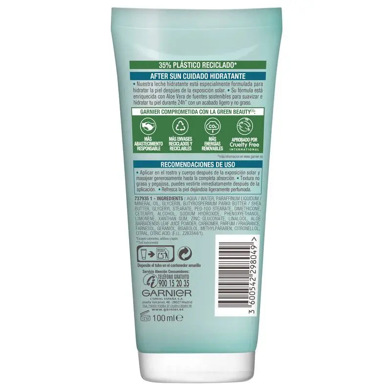 Garnier Delial Latte Idratante Doposole Lenitivo con Aloe Naturale 100 Ml Formato Viaggio