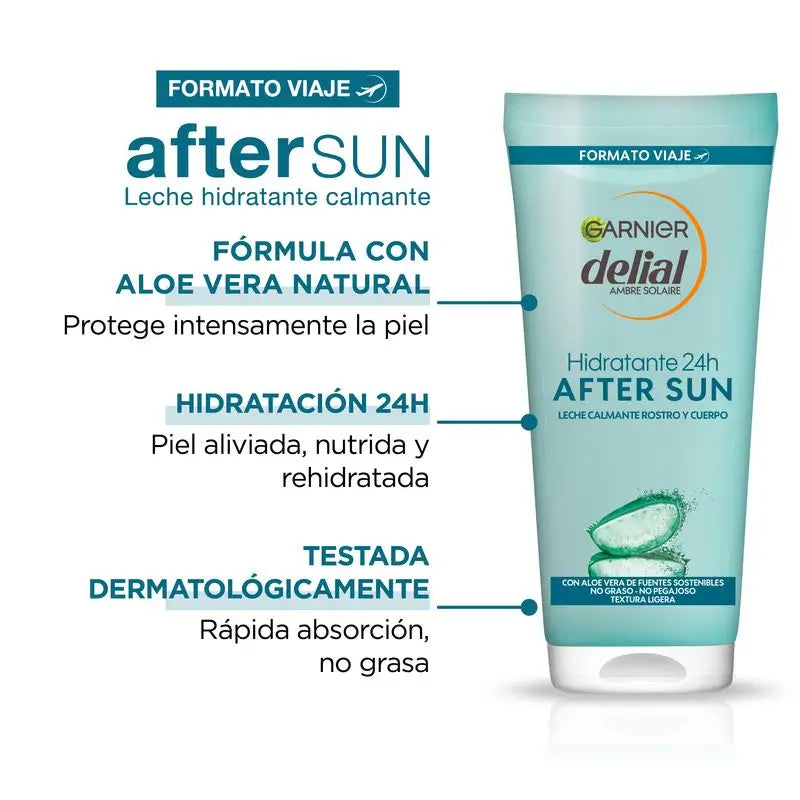 Garnier Delial Latte Idratante Doposole Lenitivo con Aloe Naturale 100 Ml Formato Viaggio