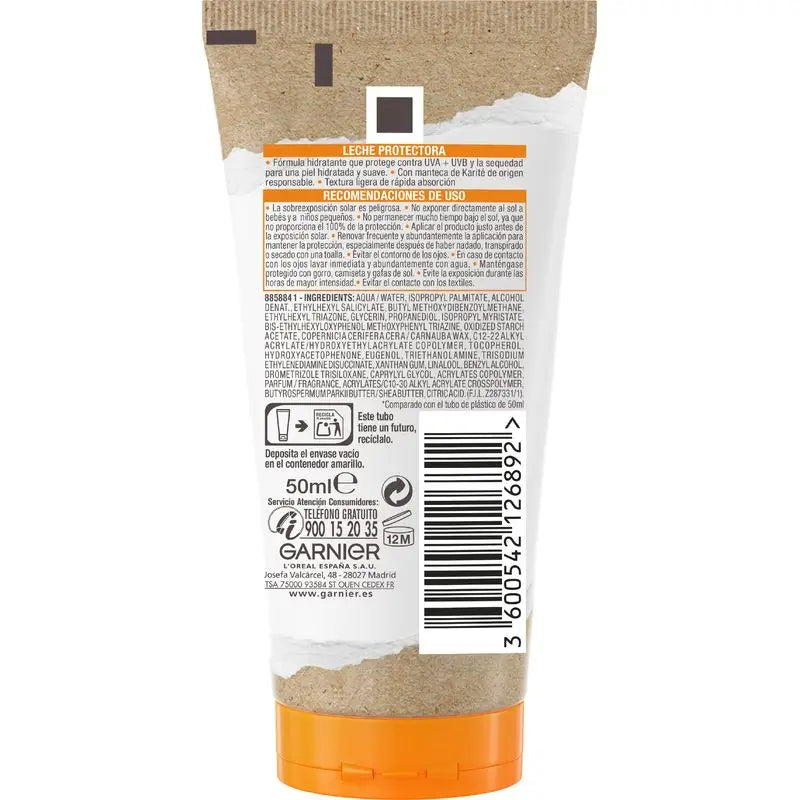 Garnier Delial Latte Protettivo Spf 30 Hydra 24 Protect, Formula resistente all'acqua e idratante con burro di karité