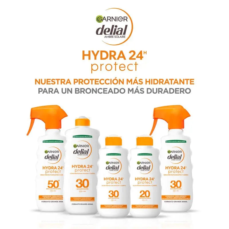 Garnier Delial Latte Protettivo Spf 50+ Hydra 24 Protect, formula idratante e resistente all'acqua con burro di karité