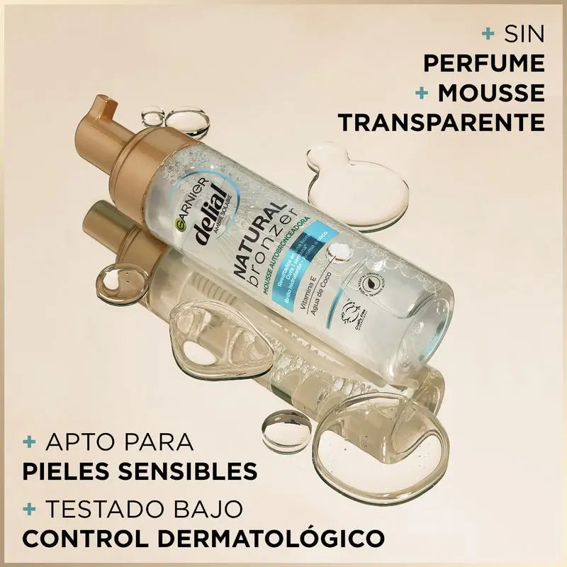 Garnier Delial Mousse Autoabbronzante con Acqua di Cocco Idratante 200 Ml