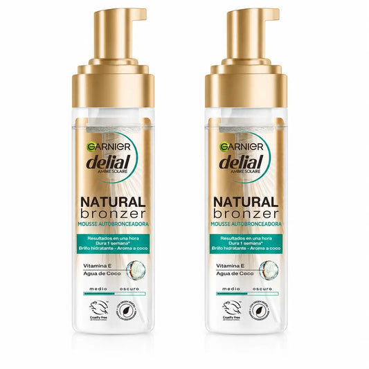 Garnier Delial Mousse Autoabbronzante con Acqua di Cocco Idratante 200 Ml , confezione da 2