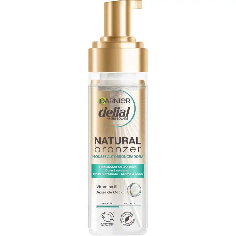 Garnier Delial Mousse Autoabbronzante con Acqua di Cocco Idratante 200 Ml