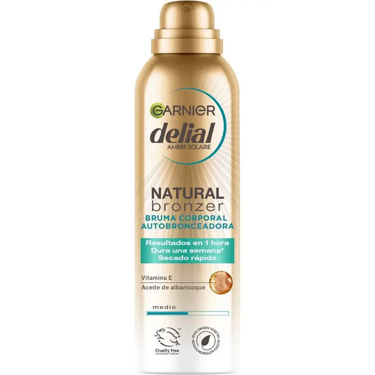 Garnier Delial Natural Bronzer Autoabbronzante per il corpo con olio di nocciolo di albicocca per un'abbronzatura naturale, 150 ml