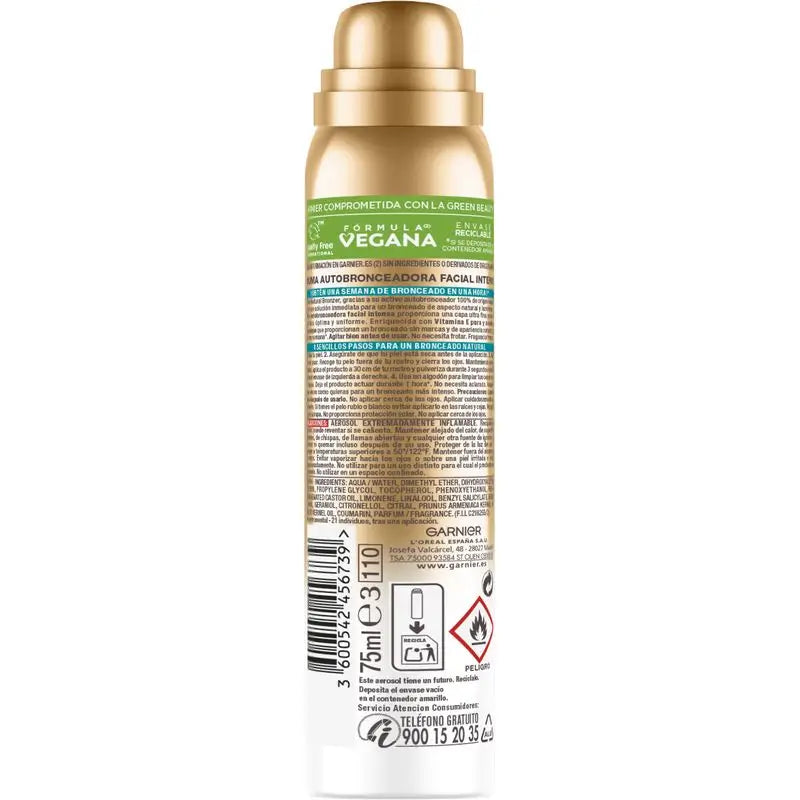 Garnier Delial Natural Bronzer Autoabbronzante Viso con olio di nocciolo di albicocca per un'abbronzatura naturale e uniforme, 75ml