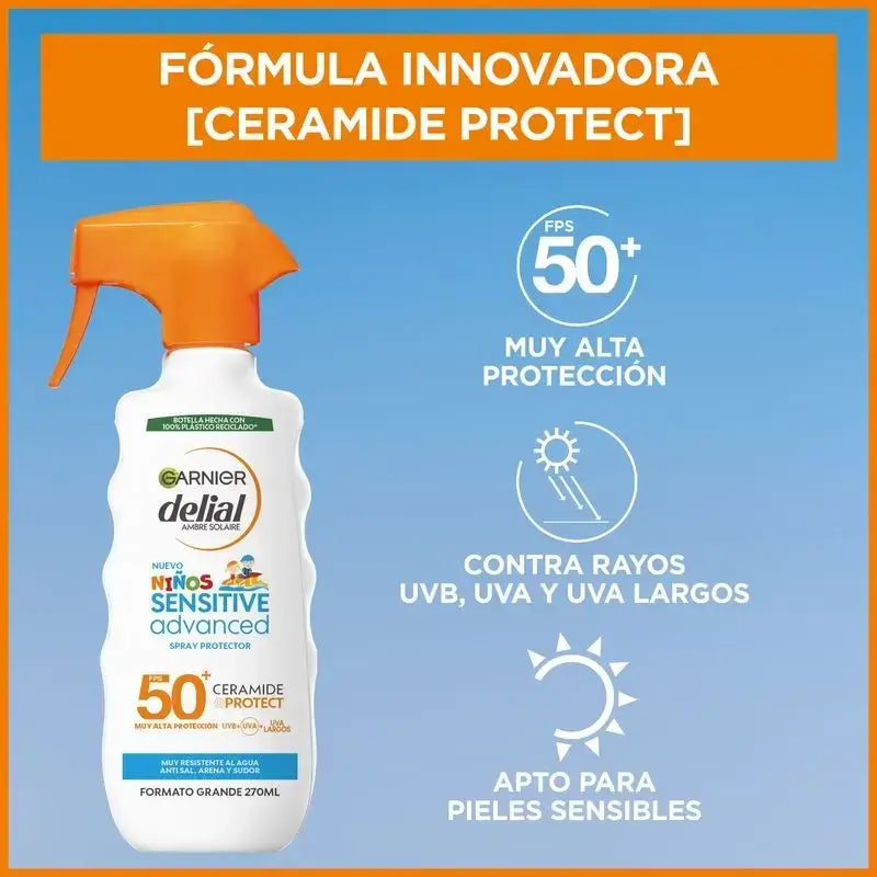 Garnier Delial Protezione Solare Bambini Spf50 Per Pelli Leggere e Sensibili. Pediatrico, 270ml