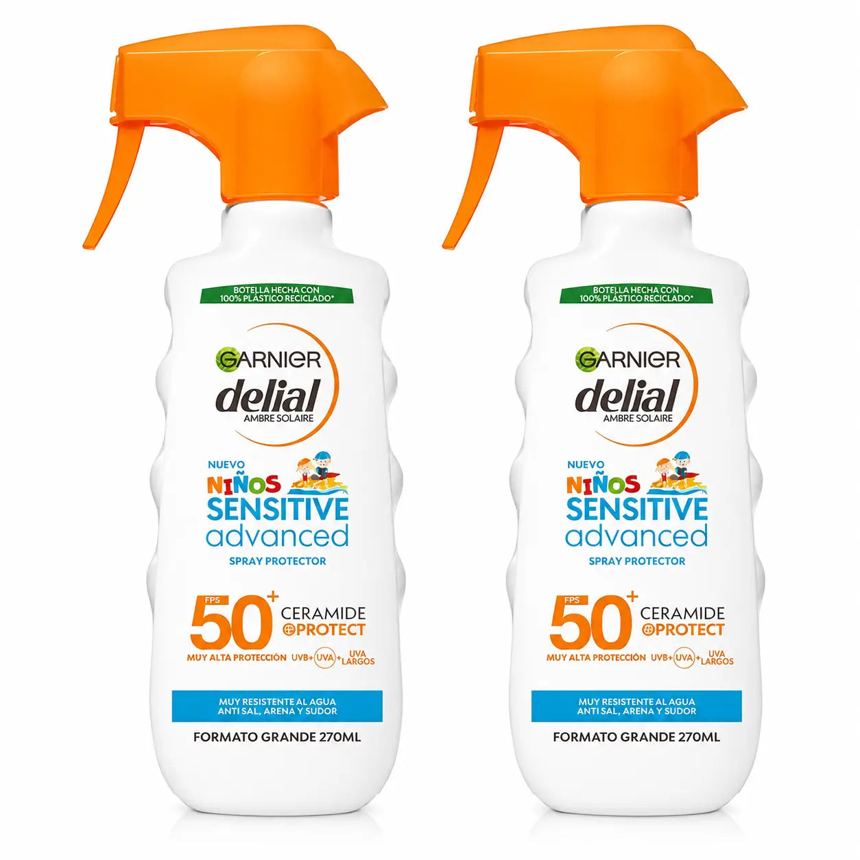 Garnier Delial Protezione Solare Bambini Spf50 Per Pelli Leggere e Sensibili. Pediatrico, 270Ml , confezione da 2
