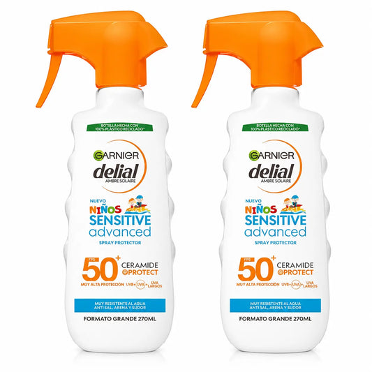 Garnier Delial Protezione Solare Bambini Spf50 Per Pelli Leggere e Sensibili. Pediatrico, 270Ml , confezione da 2