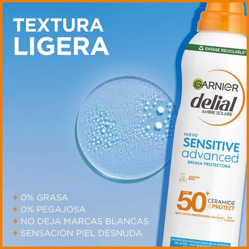 Garnier Delial Sensitive Advanced Ip50+ Mist Per pelli sensibili, chiare e intolleranti al sole. Pediatrico, 150 ml