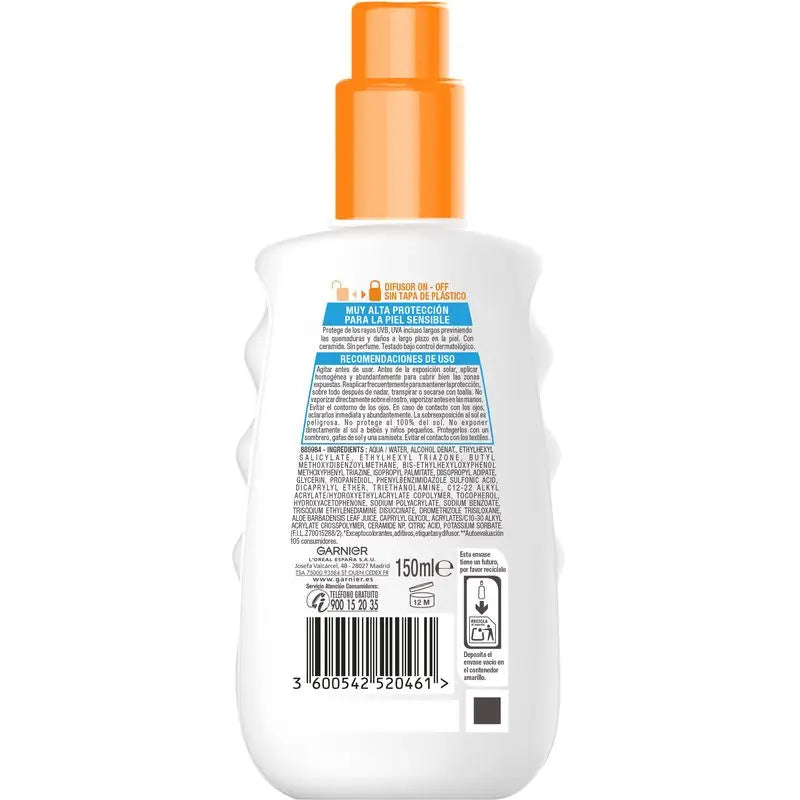 Garnier Delial Sensitive Advanced Ip50+ Per pelli chiare, sensibili e intolleranti al sole. Resistente all'acqua, 150 ml