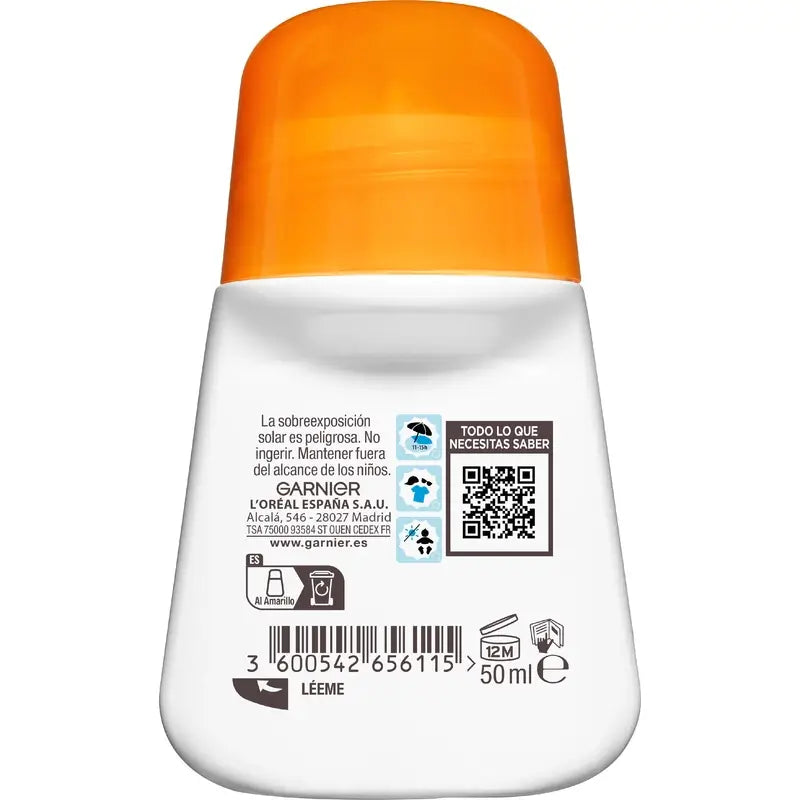 Garnier Delial Delial Sensitive Advanced Kids Roll-On Con Colore Fps 50+, 50 ml