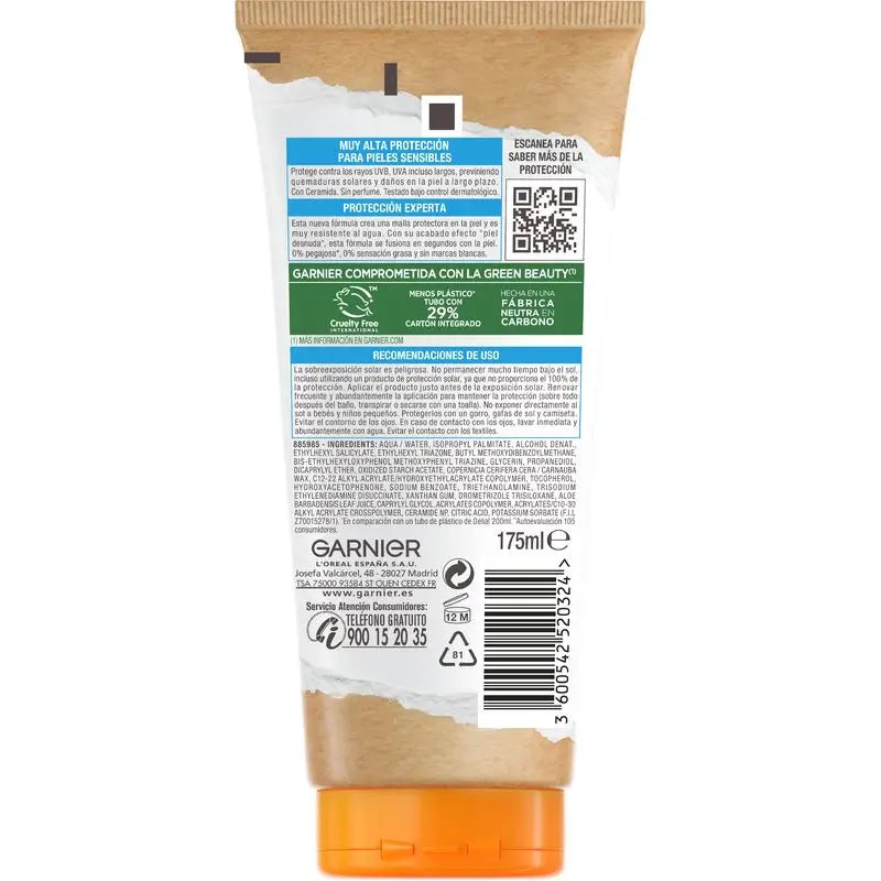 Garnier Delial Sensitive Latte Solare Avanzato per pelli chiare, sensibili e intolleranti al sole Ip50+ - 175 Ml.