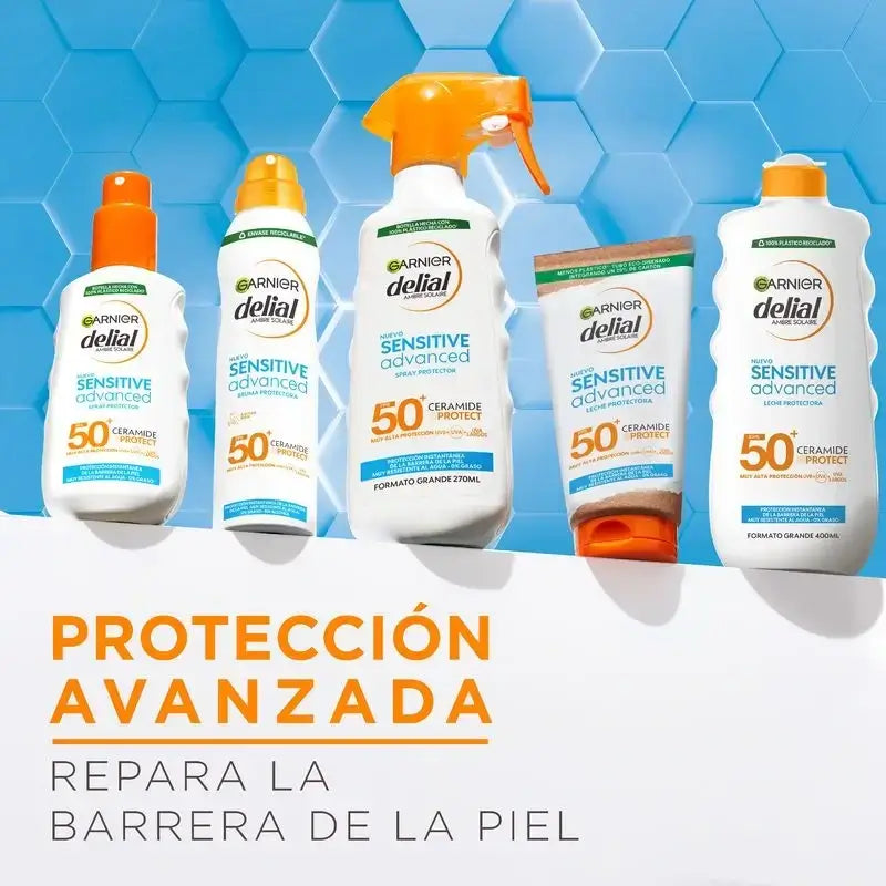 Garnier Delial Delial Sensitive Advanced Ip50+ Spray di protezione solare per pelli chiare, sensibili e intolleranti al sole, 270ml