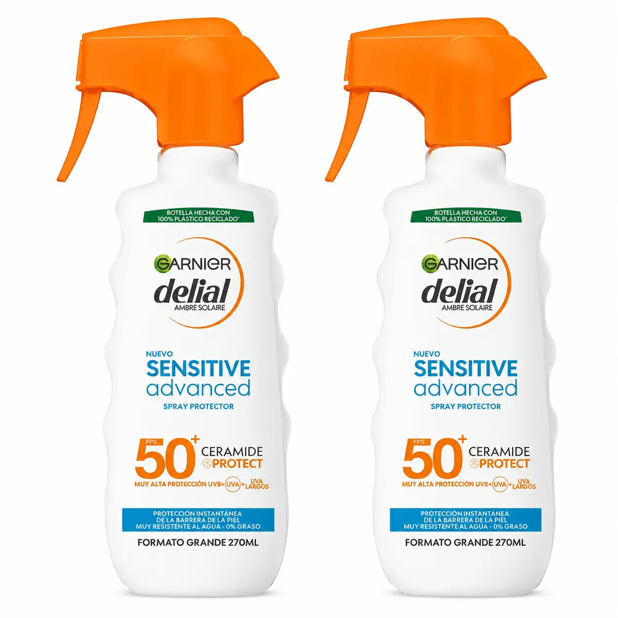 Garnier Delial Sensitive Advanced Ip50+ Spray protettivo solare per pelli chiare, sensibili e intolleranti al sole, 270ml , confezione da 2