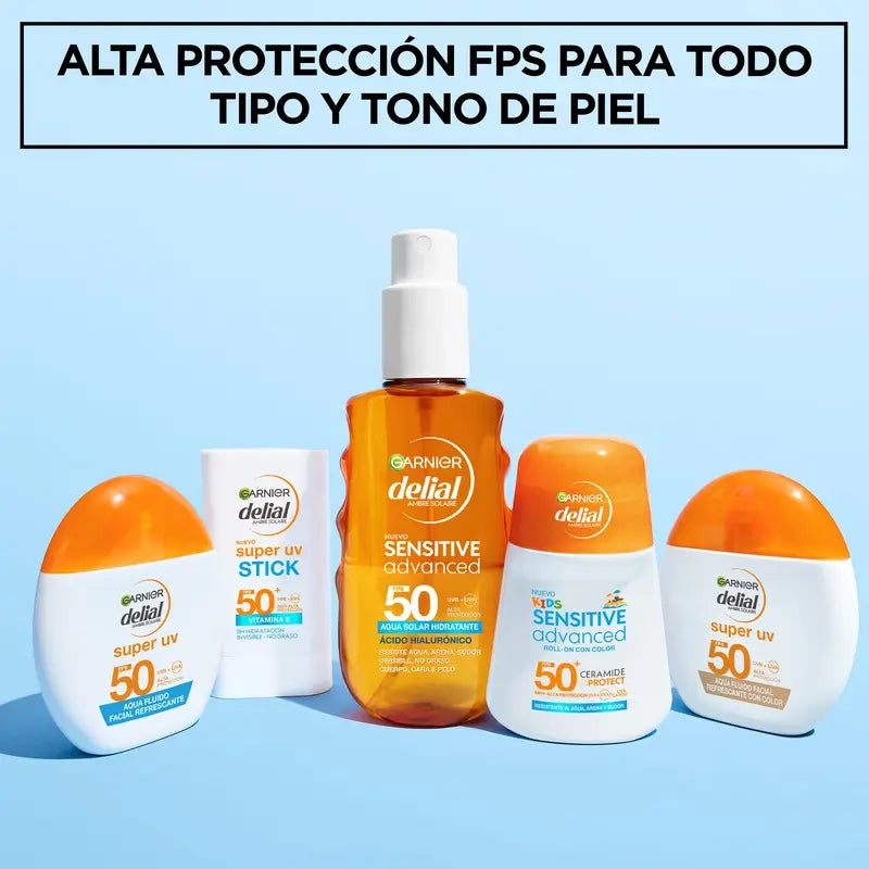 Garnier Delial Acqua Super Uv Fluido Viso Rinfrescante Spf 50 Effetto Opaco, 50 ml