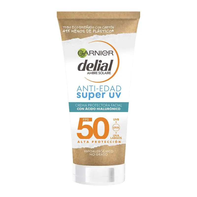 Garnier Delial Super Uv Fps50+ Crema quotidiana antietà con acido ialuronico - 50ml
