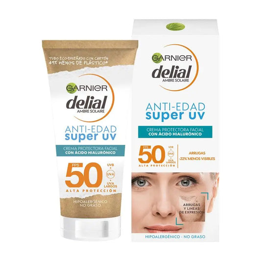 Garnier Delial Super Uv Fps50+ Crema quotidiana antietà con acido ialuronico - 50ml
