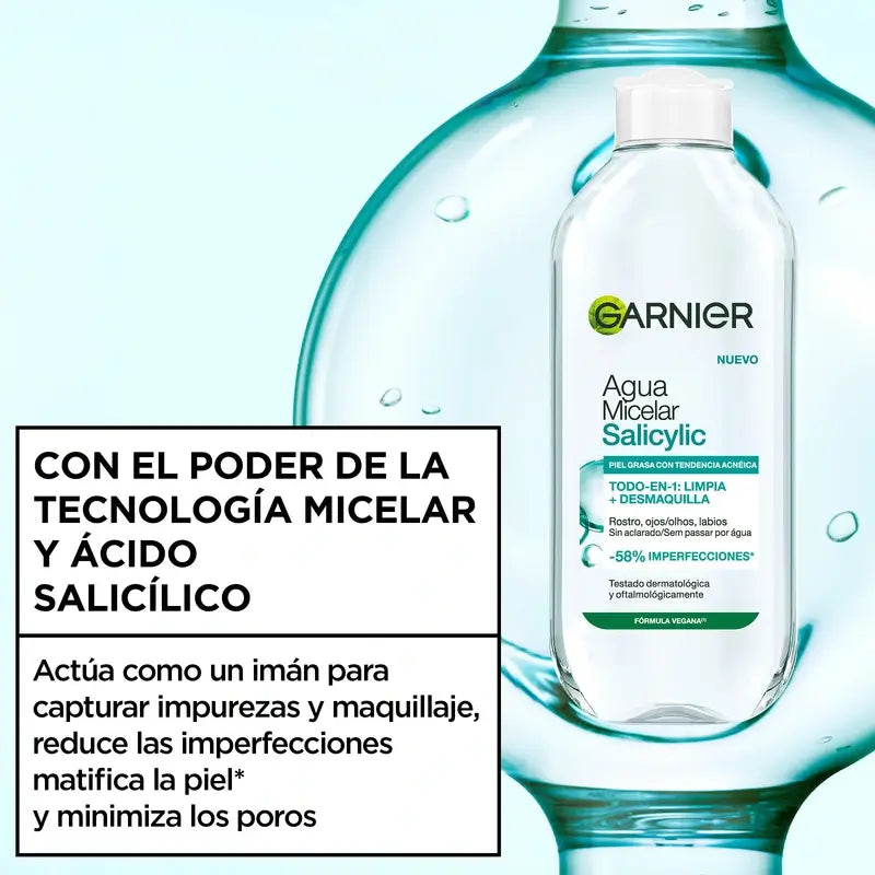 Garnier Prodotti per la pulizia del viso Acqua micellare salicilica anti-imperfezioni , 400 ml