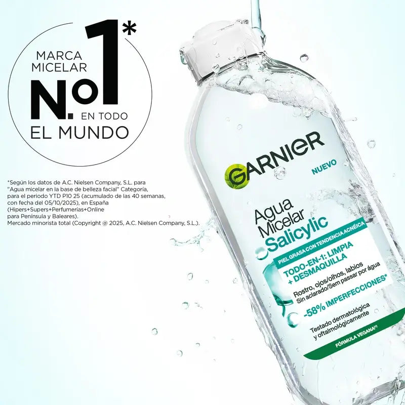 Garnier Prodotti per la pulizia del viso Acqua micellare salicilica anti-imperfezioni , 400 ml