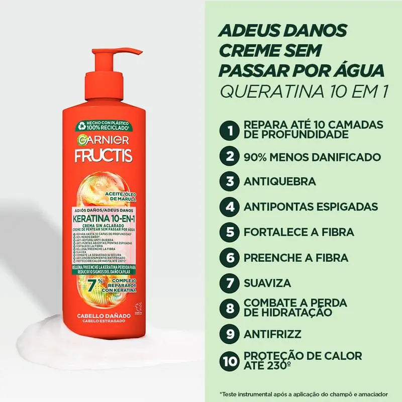 Garnier Fructis 10-In-1 Crema Leave-In con Olio di Marula per Capelli Danneggiati 400Ml