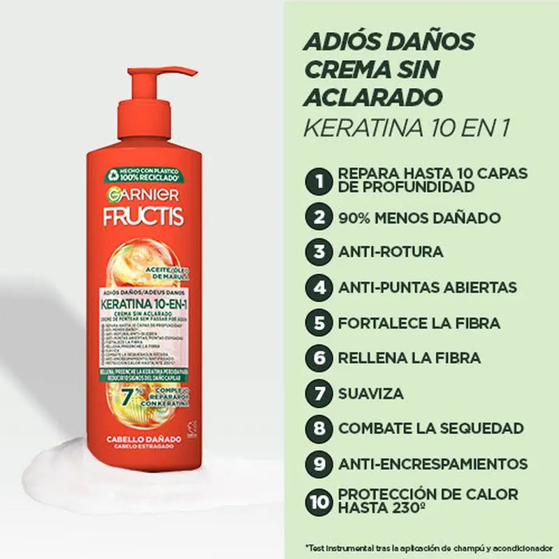 Garnier Fructis 10-In-1 Crema Leave-In con Olio di Marula per Capelli Danneggiati 400Ml