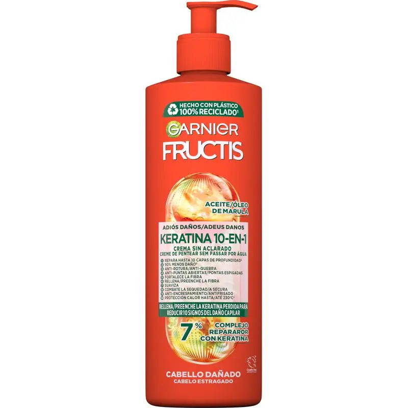 Garnier Fructis 10-In-1 Crema Leave-In con Olio di Marula per Capelli Danneggiati 400Ml