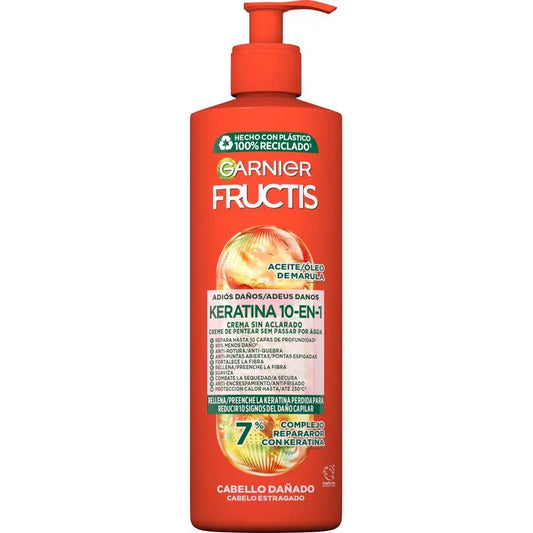 Garnier Fructis 10-In-1 Crema Leave-In con Olio di Marula per Capelli Danneggiati 400Ml