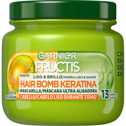 Garnier Fructis Hair Bomb Keratin Smooth & Shine Maschera per capelli ultra lisciante con olio di Argan 320 Ml.
