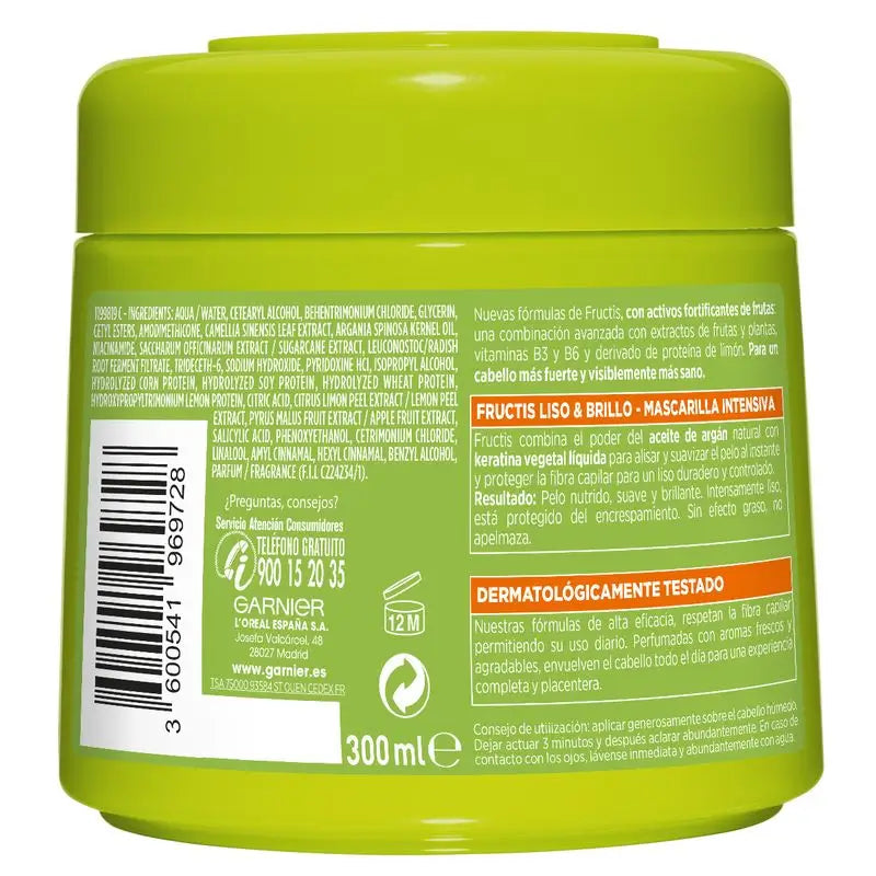 Garnier Fructis Hair Bomb Keratin Smooth & Shine Maschera per capelli ultra lisciante con olio di Argan 320 Ml.