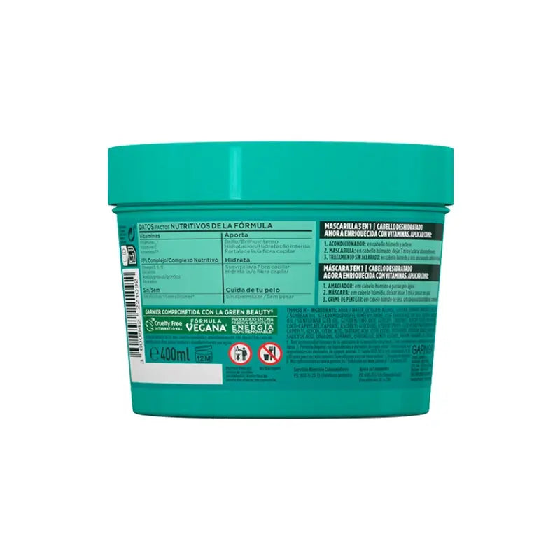 GarnierFructis Hair Food Aloe Vera 3 In 1 Maschera Idratante 400 Ml Per Capelli Disidratati