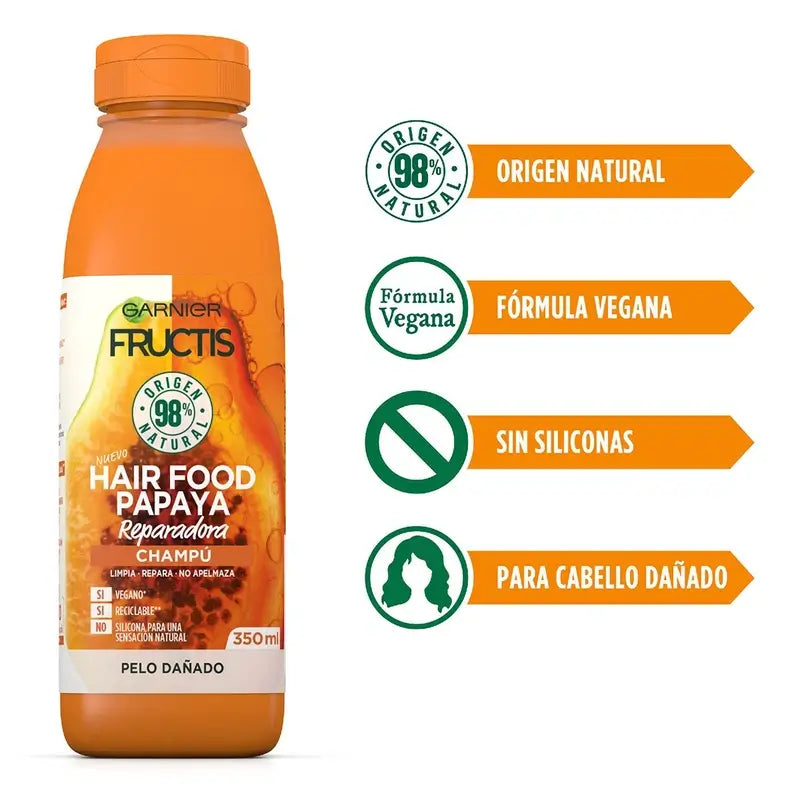 GarnierFructis Hair Food Papaya Shampoo 350 Ml Per capelli danneggiati