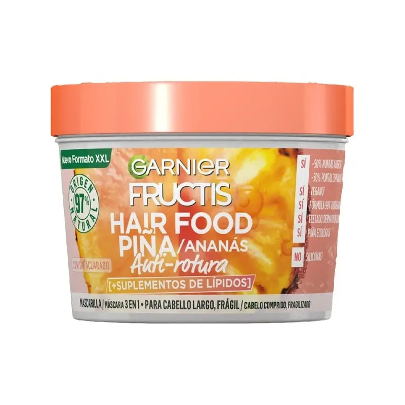 GarnierFructis Hair Food Ananas 3 In 1 Maschera Anti-Rottura 400 Ml Per capelli lunghi e fragili