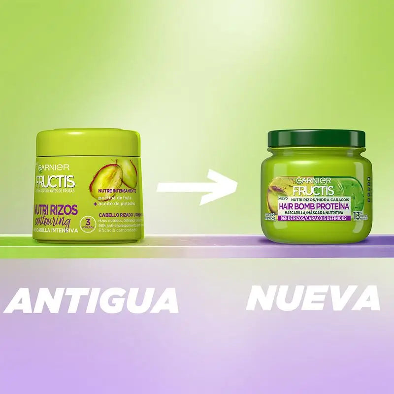 Garnier Fructis Nutri Curls Maschera per capelli nutriente alle proteine con olio di pistacchio 320 Ml.