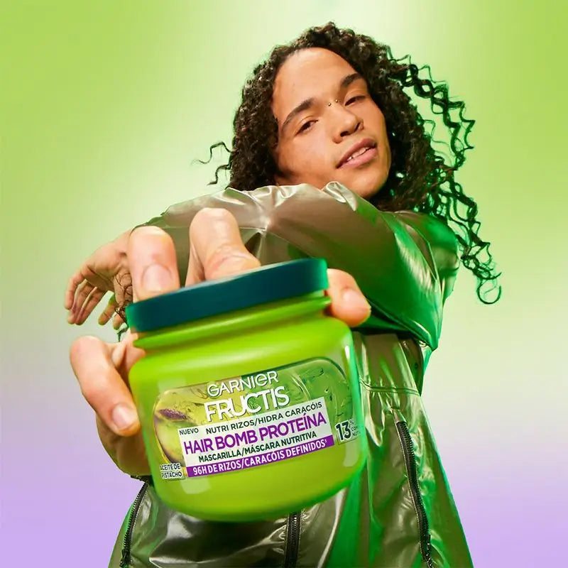 Garnier Fructis Nutri Curls Maschera per capelli nutriente alle proteine con olio di pistacchio 320 Ml.