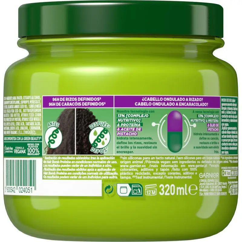 Garnier Fructis Nutri Curls Maschera per capelli nutriente alle proteine con olio di pistacchio 320 Ml.
