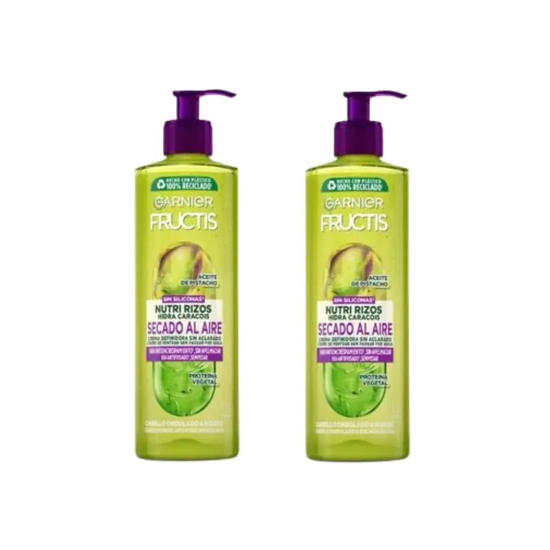 Garnier Fructis Nutri Curl Crema per capelli ricci o mossi che si asciuga all'aria senza risciacquo, 2X400 Ml