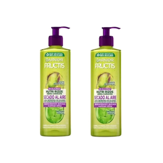 Garnier Fructis Nutri Curl Crema per capelli ricci o mossi che si asciuga all'aria senza risciacquo, 2X400 Ml