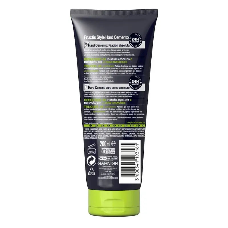 Garnier Fructis Style Gel Cemento Duro Tenuta Assoluta 200 Ml